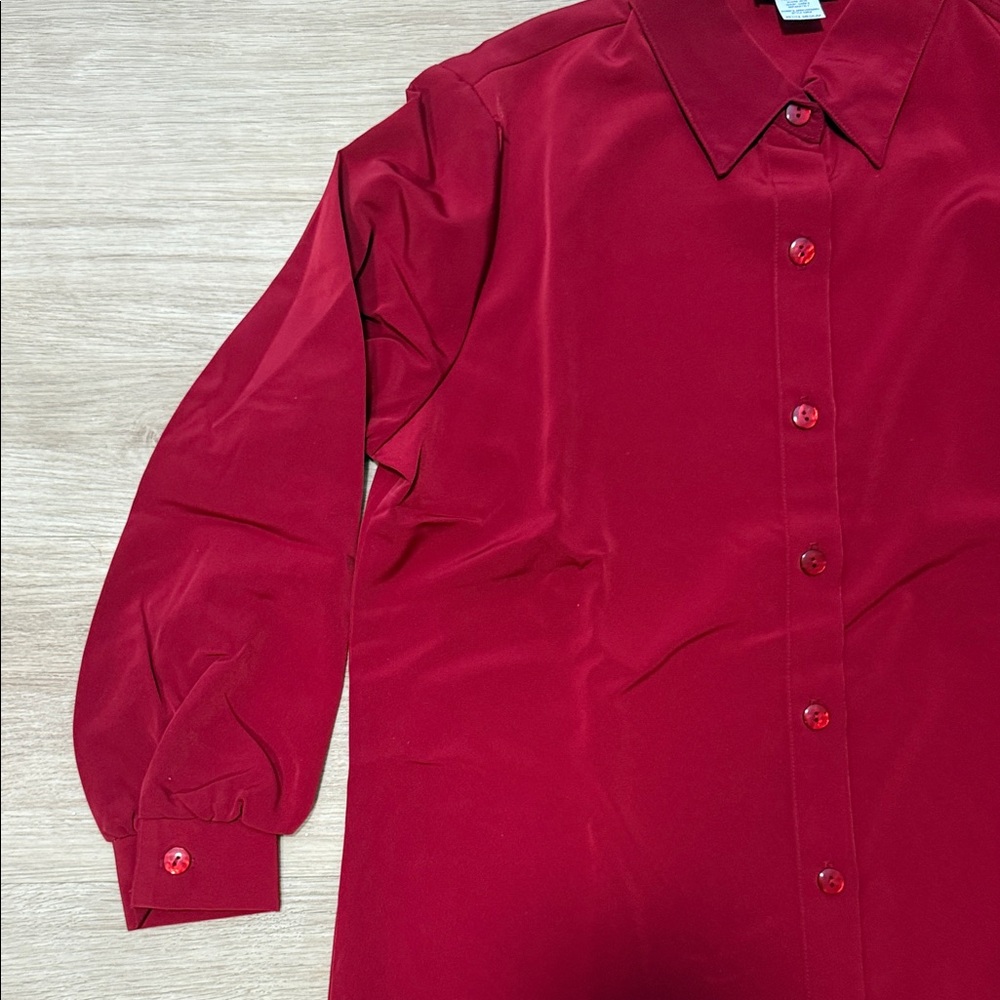 Vintage Maggie Sweet Red Button-Up Shirt Dress - Picture 4 of 5